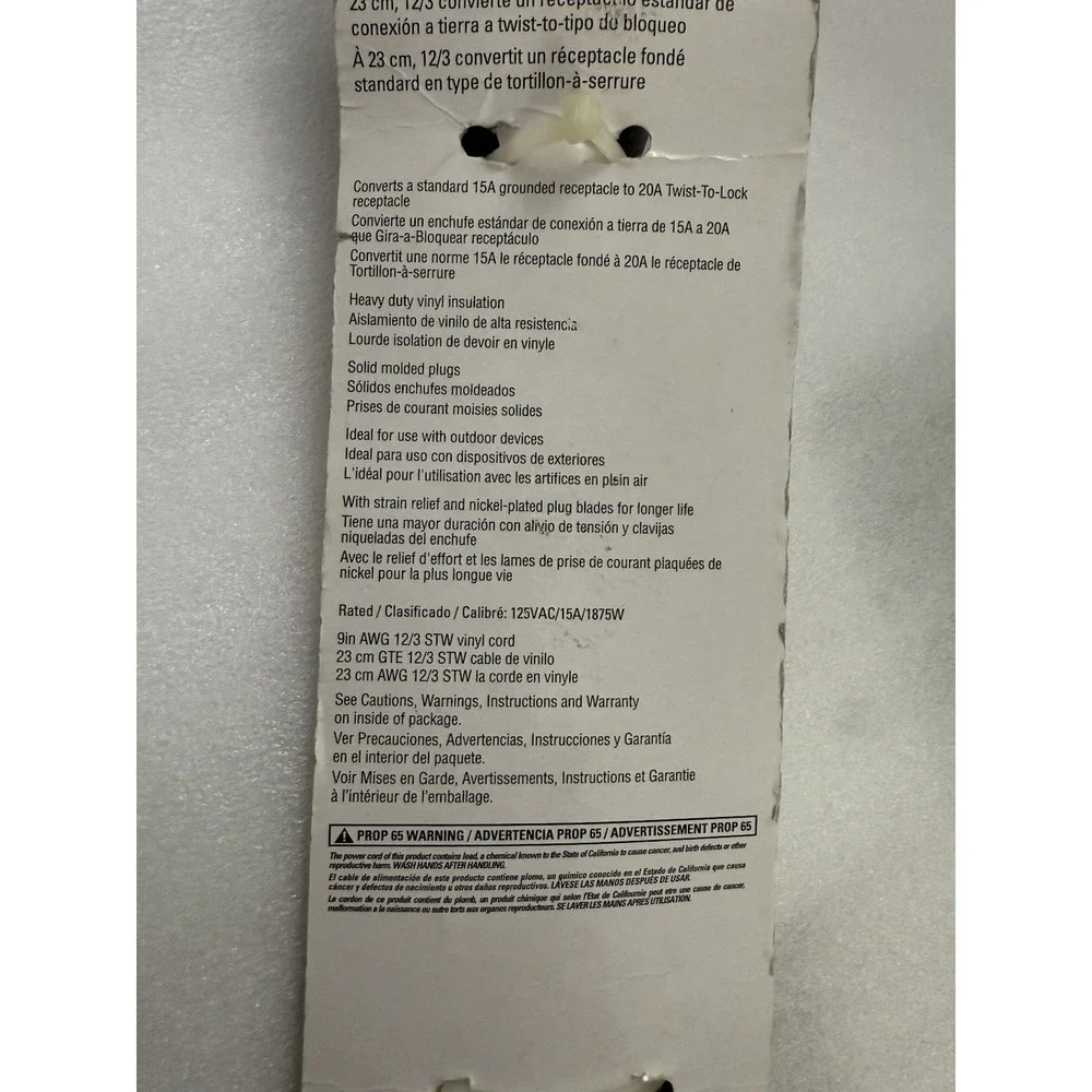 NEW STANLEY OUTDOOR GENERATOR TWIST LOCK STEP UP PIGTAIL ADAPTER 30719